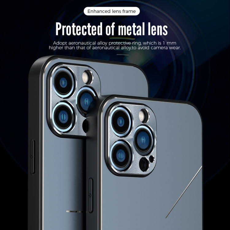 For iPhone 12 R-JUST RJ-52 3-Line Style Metal TPU Shockproof Protective Case(Black) - iPhone 12 / 12 Pro Cases by R-JUST | Online Shopping South Africa | PMC Jewellery