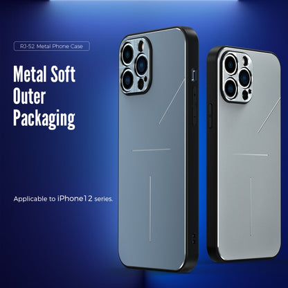 For iPhone 12 R-JUST RJ-52 3-Line Style Metal TPU Shockproof Protective Case(Blue) - iPhone 12 / 12 Pro Cases by R-JUST | Online Shopping South Africa | PMC Jewellery