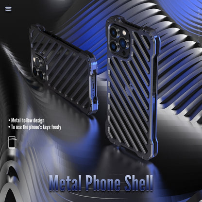 For iPhone 13 R-JUST RJ-50 Hollow Breathable Armor Metal Shockproof Protective Case(Silver Grey) - iPhone 13 Cases by R-JUST | Online Shopping South Africa | PMC Jewellery