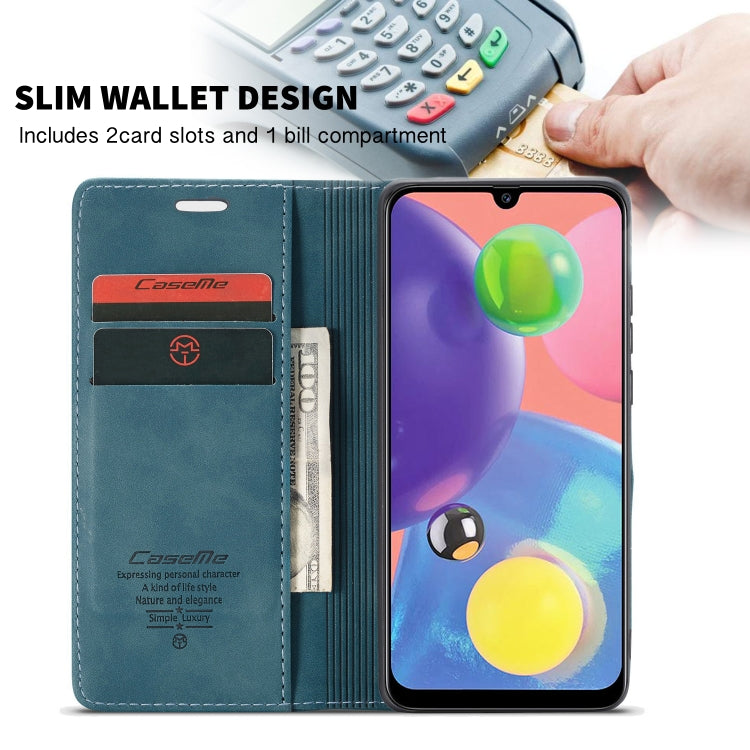 For Galaxy A70s CaseMe-013 Multifunctional Horizontal Flip Leather Case with Card Slot & Holder & Wallet(Blue) - Galaxy Phone Cases by CaseMe | Online Shopping South Africa | PMC Jewellery | Buy Now Pay Later Mobicred