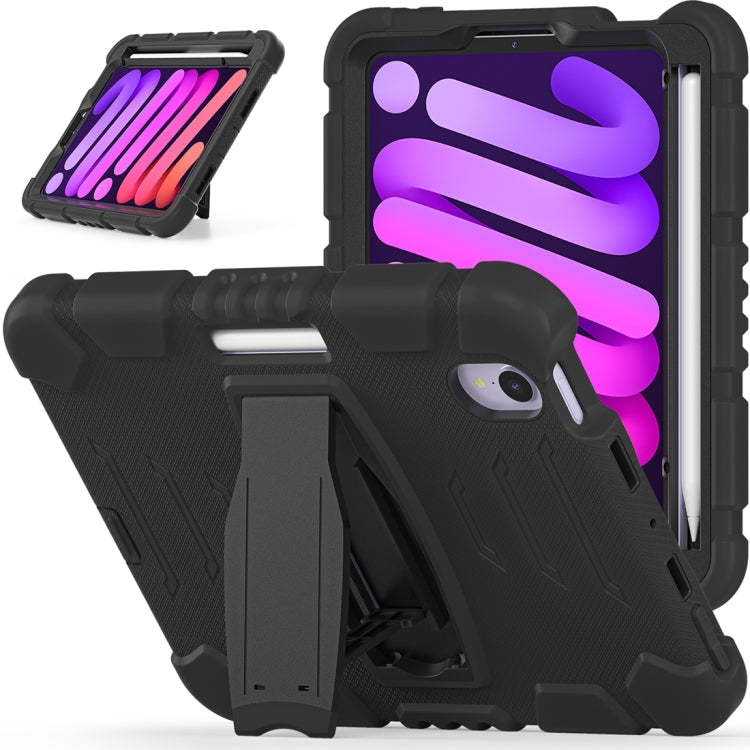 For iPad mini 6 3-Layer Protection Screen Frame + PC + Silicone Shockproof Combination Tablet Case with Holder(Black+Black) - iPad mini 6 Cases by PMC Jewellery | Online Shopping South Africa | PMC Jewellery | Buy Now Pay Later Mobicred