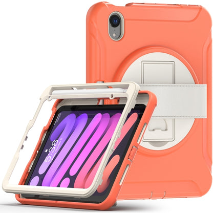 For iPad mini 6 360 Degree Rotation PC + TPU Protective Tablet Case with Holder & Hand-strap(Coral Orange) - iPad mini 6 Cases by PMC Jewellery | Online Shopping South Africa | PMC Jewellery | Buy Now Pay Later Mobicred