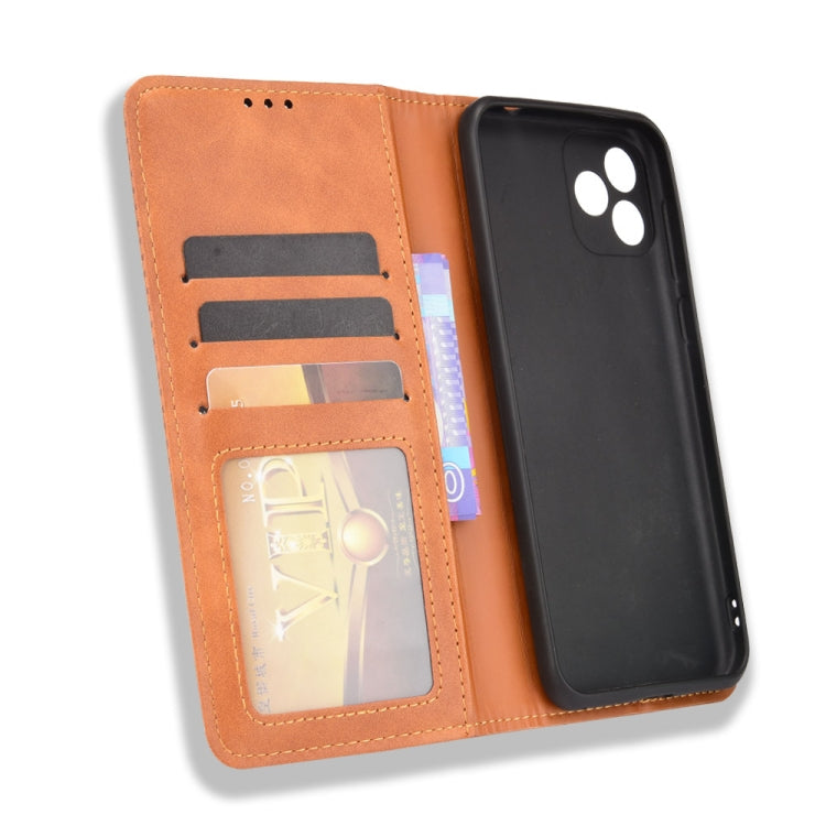 For Blackview Oscal C20 Magnetic Buckle Retro Crazy Horse Texture Horizontal Flip Leather Case with Holder & Card Slots & Photo Frame(Brown) - More Brand by PMC Jewellery | Online Shopping South Africa | PMC Jewellery | Buy Now Pay Later Mobicred