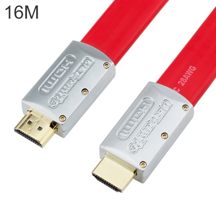 ULT-unite 4K Ultra HD Gold-plated HDMI to HDMI Flat Cable, Cable Length:16m(Red) - Cable by ult-unite | Online Shopping South Africa | PMC Jewellery | Buy Now Pay Later Mobicred