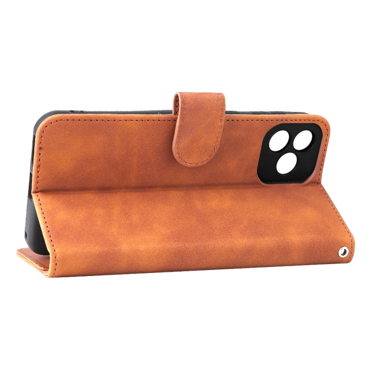 For Blackview Oscal C20 Solid Color Skin Feel Magnetic Buckle Horizontal Flip PU Phone Case(Brown) - More Brand by PMC Jewellery | Online Shopping South Africa | PMC Jewellery | Buy Now Pay Later Mobicred