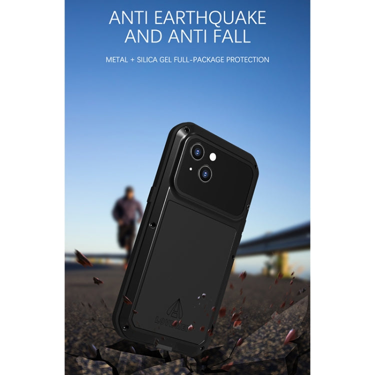 For iPhone 13 LOVE MEI Metal Shockproof Life Waterproof Dustproof Protective Phone Case(Black) - iPhone 13 Cases by LOVE MEI | Online Shopping South Africa | PMC TechLife | Buy Now Pay Later Mobicred