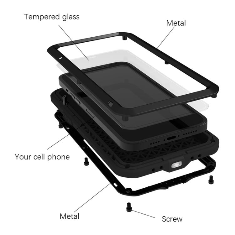 For iPhone 13 Pro Max LOVE MEI Metal Shockproof Life Waterproof Dustproof Protective Phone Case (Red) - free shipping - PMC TechLife - Order now!