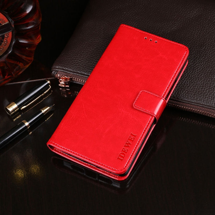 For Cubot X50 idewei Crazy Horse Texture Leather Case with Holder & Card Slots & Wallet(Red) - free shipping - PMC Jewellery - Order now!