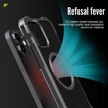 For iPhone 12 R-JUST RJ51 Hollow Shockproof Metal Protective Phone Case (Dark Grey) - iPhone 12 / 12 Pro Cases by R-JUST | Online Shopping South Africa | PMC Jewellery