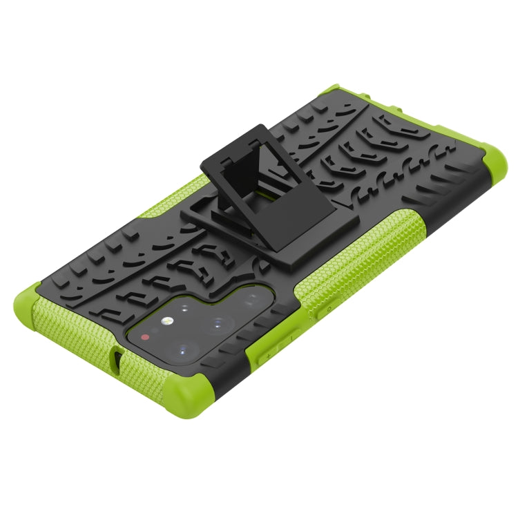 For Samsung Galaxy S22 Ultra 5G Tire Texture TPU + PC Phone Case with Holder(Green) - Galaxy S22 Ultra 5G Cases by PMC Jewellery | Online Shopping South Africa | PMC Jewellery