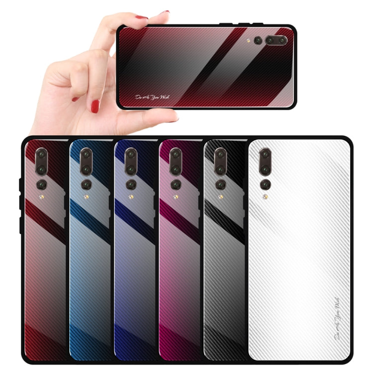For Huawei P20 Pro Texture Gradient Glass Protective Case(Blue) - Huawei Cases by PMC TechLife | Online Shopping South Africa | PMC TechLife | Buy Now Pay Later Mobicred