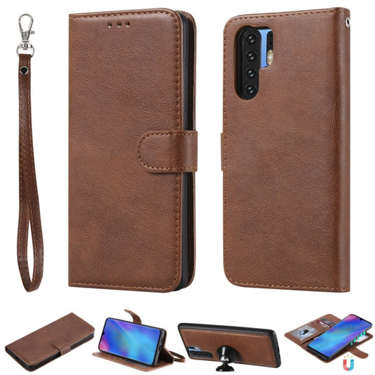 For Huawei P30 Pro Solid Color Horizontal Flip Protective Case with Holder & Card Slots & Wallet & Photo Frame & Lanyard(Brown) - Huawei Cases by PMC Jewellery | Online Shopping South Africa | PMC Jewellery