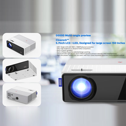 VIVIBRIGHT D5000 1920x1080P 420ANSI 6000Lumens LCD + LED HD Digital Projector, Basic Version EU Plug - LED Projector by VIVIBRIGHT | Online Shopping South Africa | PMC Jewellery | Buy Now Pay Later Mobicred