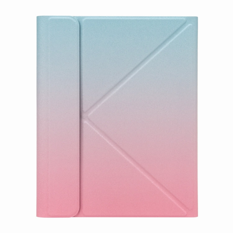 H-097S3 Tri-color Backlight Bluetooth Keyboard Leather Case with Rear Three-fold Holder For iPad 9.7 2018 & 2017(Pink Blue) - Universal by PMC TechLife | Online Shopping South Africa | PMC TechLife