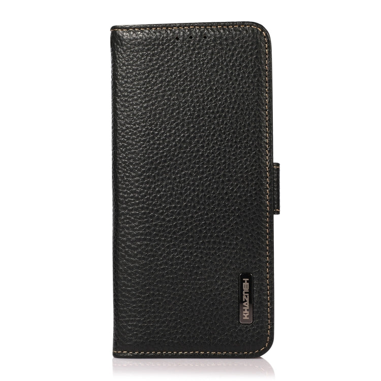 For Google Pixel 6a KHAZNEH Side-Magnetic Litchi Genuine Leather RFID Case(Black) - Google Cases by PMC TechLife | Online Shopping South Africa | PMC TechLife | Buy Now Pay Later Mobicred