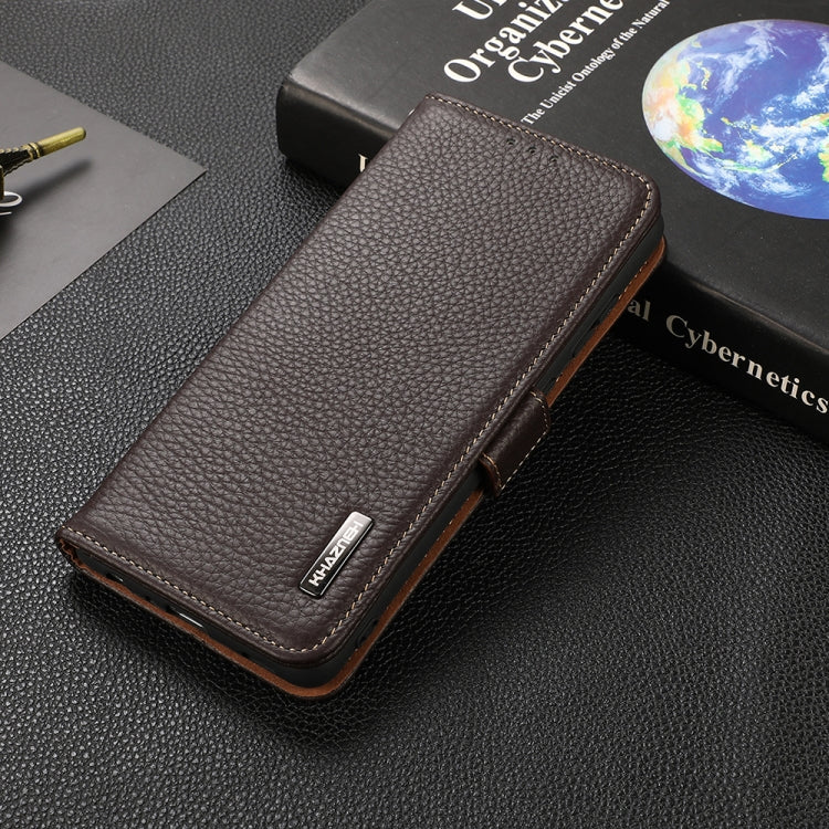 For Nokia G300 KHAZNEH Side-Magnetic Litchi Genuine Leather RFID Phone Case(Brown) - free shipping - PMC TechLife - Order now!