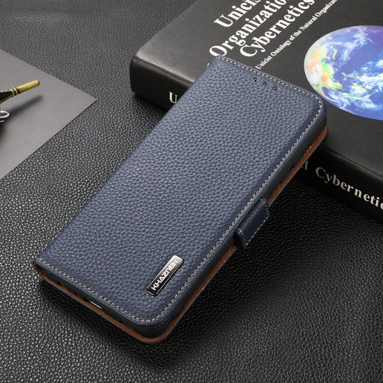 For Honor 60 KHAZNEH Side-Magnetic Litchi Genuine Leather RFID Phone Case(Blue) - Honor Cases by PMC TechLife | Online Shopping South Africa | PMC TechLife | Buy Now Pay Later Mobicred