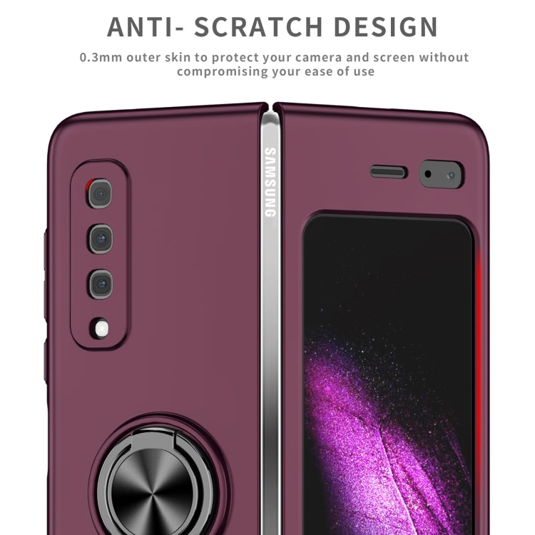 For Samsung Galaxy Fold Armor Ring Holder Phone Case(Wine Red) - Galaxy Phone Cases by PMC Jewellery | Online Shopping South Africa | PMC Jewellery | Buy Now Pay Later Mobicred