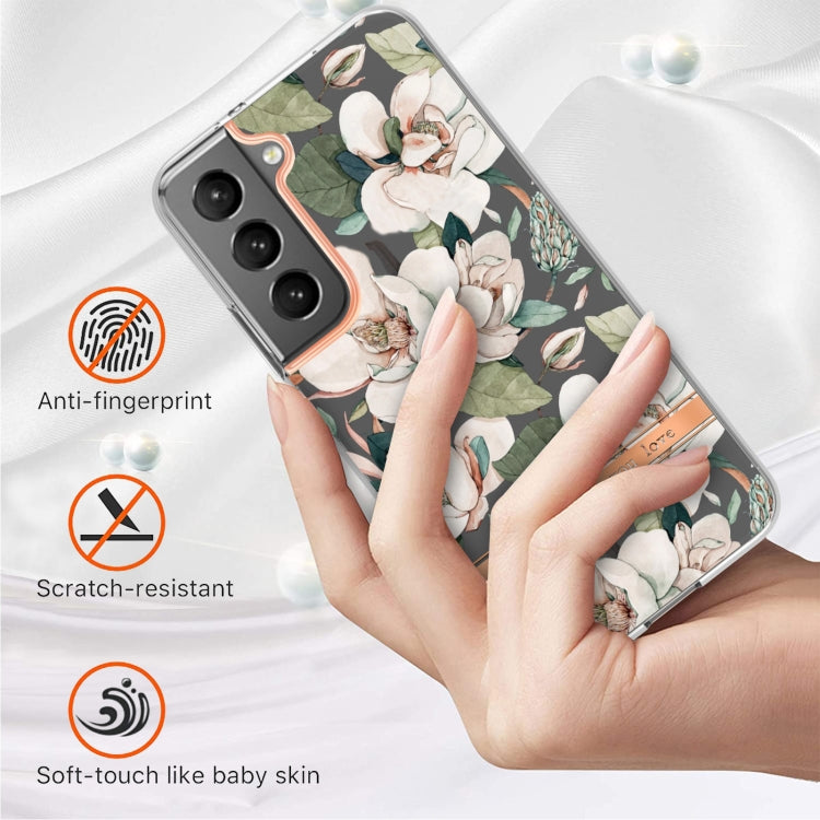 For Samsung Galaxy S22+ Flowers and Plants Series IMD TPU Phone Case(Green Gardenia) - Galaxy S22+ 5G Cases by PMC Jewellery | Online Shopping South Africa | PMC Jewellery | Buy Now Pay Later Mobicred