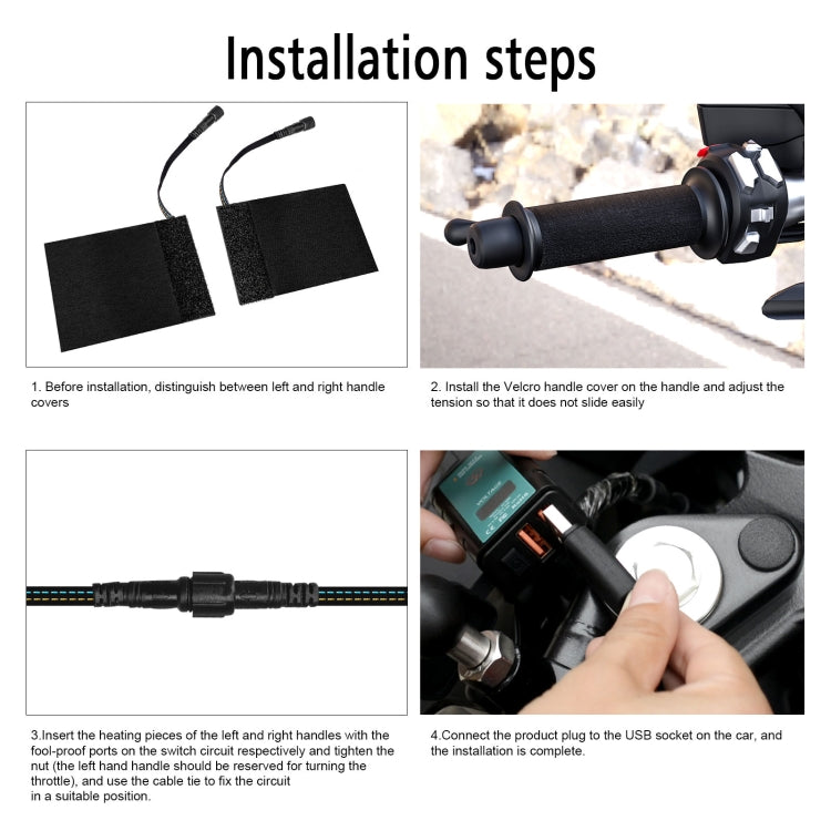 ZH-974D1 3-level Temperature Control Motorcycle Hook and Loop Fastener Intelligent Heated Grip - Grips by PMC TechLife | Online Shopping South Africa | PMC TechLife | Buy Now Pay Later Mobicred