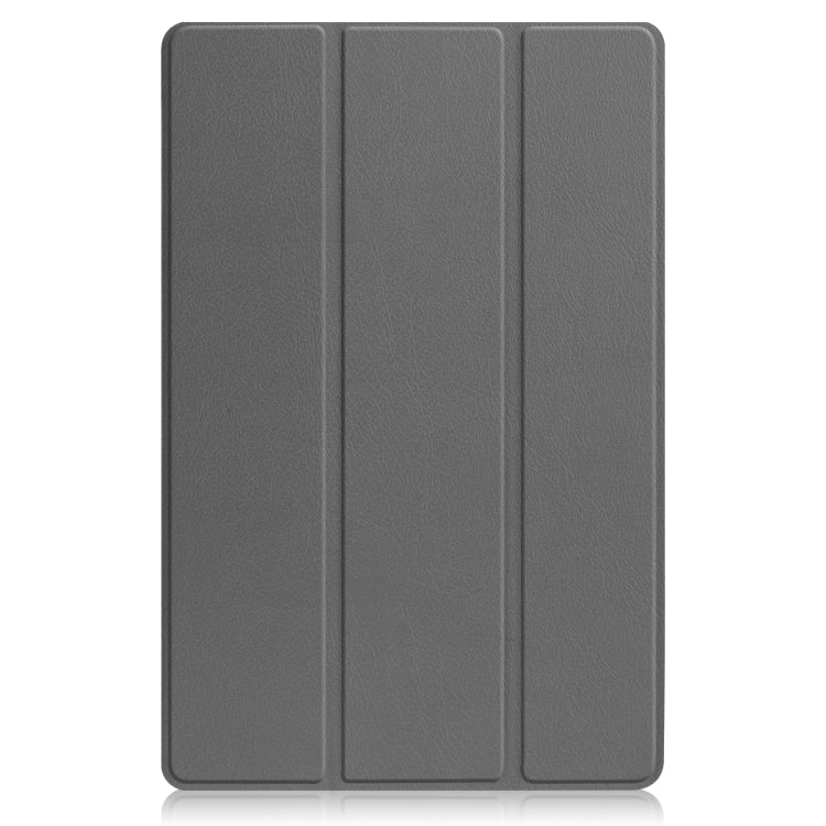 For Lenovo Tab P12 Pro 12.6 Three-folding Holder Custer Texture Leather Tablet Case(Grey) - Lenovo by PMC TechLife | Online Shopping South Africa | PMC TechLife
