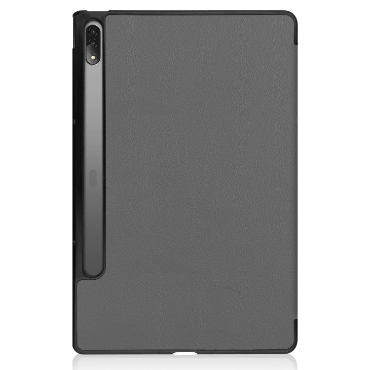 For Lenovo Tab P12 Pro 12.6 Three-folding Holder Custer Texture Leather Tablet Case(Grey) - Lenovo by PMC TechLife | Online Shopping South Africa | PMC TechLife