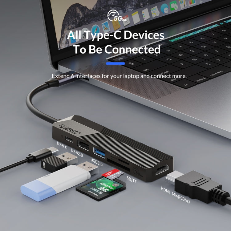 ORICO MDK-6P-GY-BP 6 In 1 Type-C / USB-C Multifunctional Docking Station(Grey) - free shipping - PMC Jewellery - Order now!