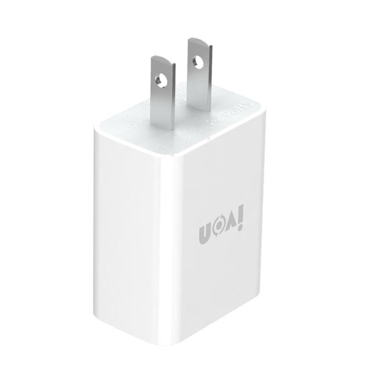 IVON AD-33 2 in 1 2.1A Single USB Port Travel Charger + 1m USB to Micro USB Data Cable Set, US Plug(White) - free shipping - PMC TechLife - Order now!