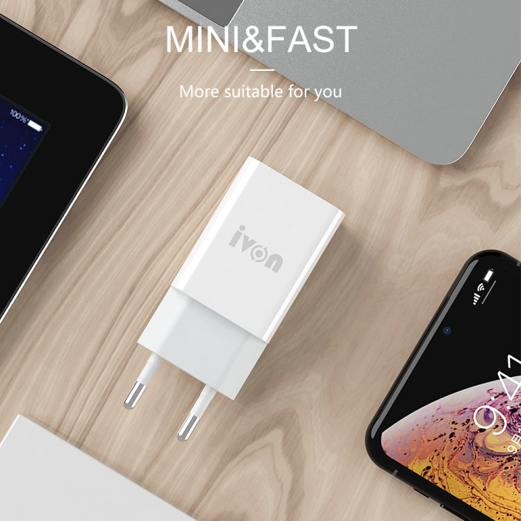 IVON AD-33 2 in 1 2.1A Single USB Port Travel Charger + 1m USB to Micro USB Data Cable Set, US Plug(White) - free shipping - PMC TechLife - Order now!