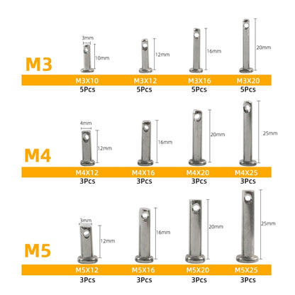 A6831 44 in 1 304 Stainless Steel Flat Head Single Hole Clevis Pins Assortment Kit - Booster Cable & Clip by PMC Jewellery | Online Shopping South Africa | PMC Jewellery | Buy Now Pay Later Mobicred