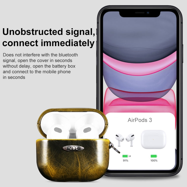 Oil Wax Leather Texture Earphone Protective Case with Hang Buckle For AirPods Pro(Blue) - For AirPods 1/2 by PMc TechLife | Online Shopping South Africa | PMc TechLife | Buy Now Pay Later Mobicred