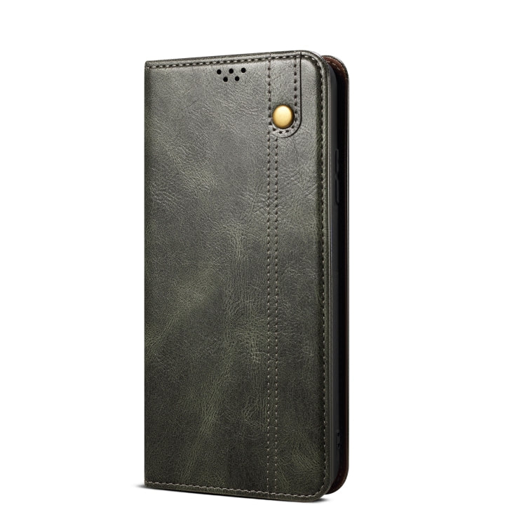 For OPPO Realme C35 Simple Wax Crazy Horse Texture Horizontal Flip Leather Phone Case with Card Slots & Holder(Dark Green) - Realme Cases by PMC Jewellery | Online Shopping South Africa | PMC Jewellery | Buy Now Pay Later Mobicred