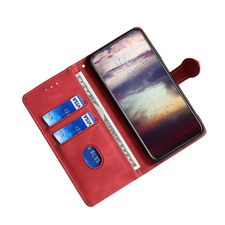 For Doogee N40 Pro Skin Feel Straw Hat Magnetic Buckle Leather Phone Case(Red) - Doogee Cases by PMC Jewellery | Online Shopping South Africa | PMC Jewellery | Buy Now Pay Later Mobicred