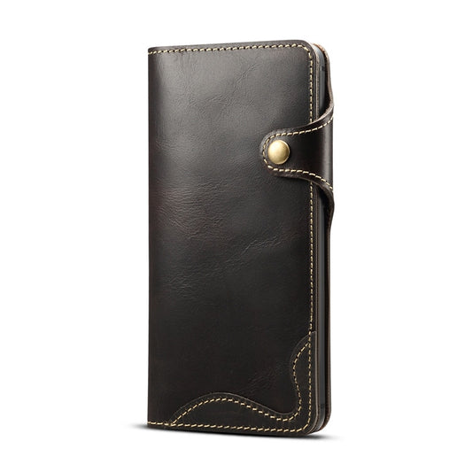 For Huawei Mate 20 Denior Oil Wax Cowhide Magnetic Button Horizontal Flip Leather Case with Card Slots & Wallet(Black) - Huawei Cases by Denior | Online Shopping South Africa | PMC Jewellery | Buy Now Pay Later Mobicred