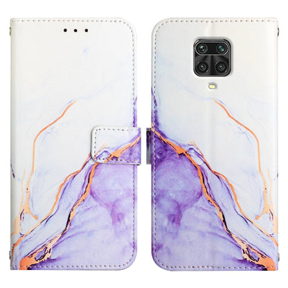 For Xiaomi Redmi Note 9S / Note 9 Pro / Note 9 Pro Max PT003 Marble Pattern Flip Leather Phone Case(White Purple LS006) - Xiaomi Cases by PMC Jewellery | Online Shopping South Africa | PMC Jewellery | Buy Now Pay Later Mobicred