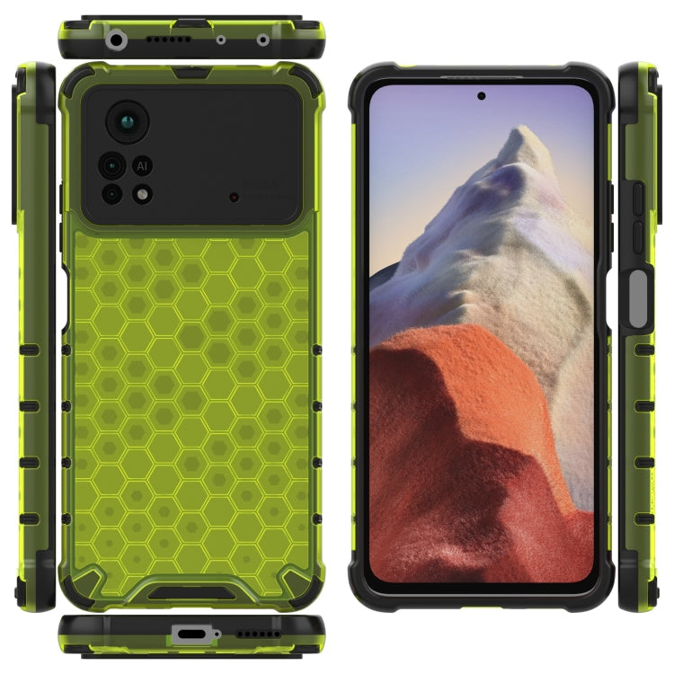 For Xiaomi Poco X4 Pro 5G Shockproof Honeycomb PC + TPU Case(Green) - Xiaomi Cases by PMC Jewellery | Online Shopping South Africa | PMC Jewellery