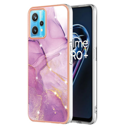 For Realme 9 Pro+ Electroplating Marble Pattern Dual-side IMD TPU Phone Case(Purple 001) - Realme Cases by PMC Jewellery | Online Shopping South Africa | PMC Jewellery | Buy Now Pay Later Mobicred