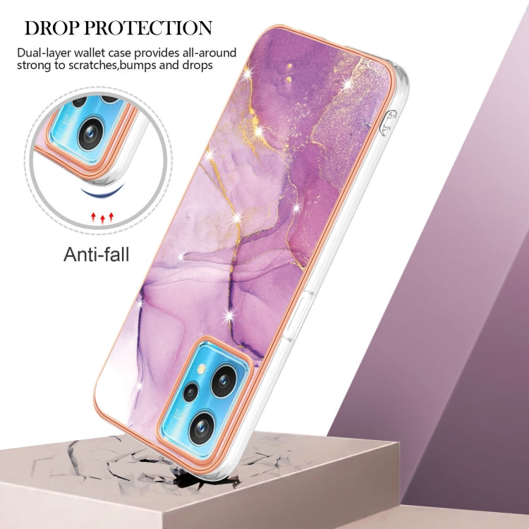 For Realme 9 Pro+ Electroplating Marble Pattern Dual-side IMD TPU Phone Case(Purple 001) - Realme Cases by PMC TechLife | Online Shopping South Africa | PMC TechLife | Buy Now Pay Later Mobicred