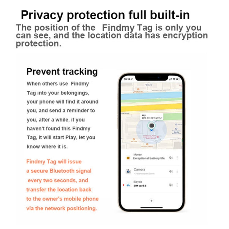 Findmy Tag Square Smart Bluetooth Anti- lost Alarm Locator Tracker(White) - Anti-lost Alarm by PMc TechLife | Online Shopping South Africa | PMc TechLife | Buy Now Pay Later Mobicred