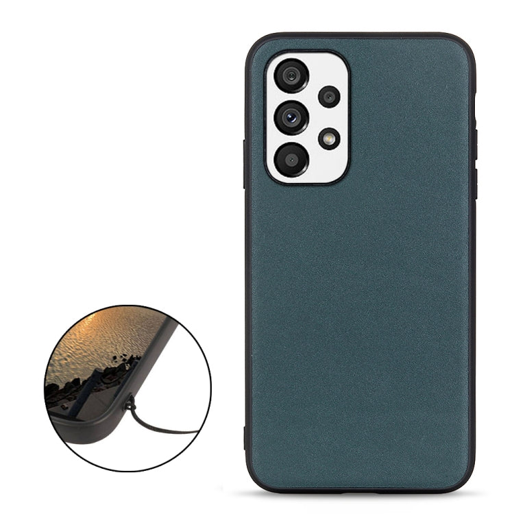 For Samsung Galaxy A73 5G Accurate Hole Lambskin Texture Genuine Leather Phone Case(Green) - Galaxy Phone Cases by PMC Jewellery | Online Shopping South Africa | PMC Jewellery