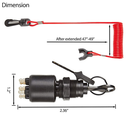 A6630 BRP Side Control Ignition Switch Key with Lanyard 5005801 for Johnson Evinrude - Marine Accessories & Parts by PMC Jewellery | Online Shopping South Africa | PMC Jewellery | Buy Now Pay Later Mobicred