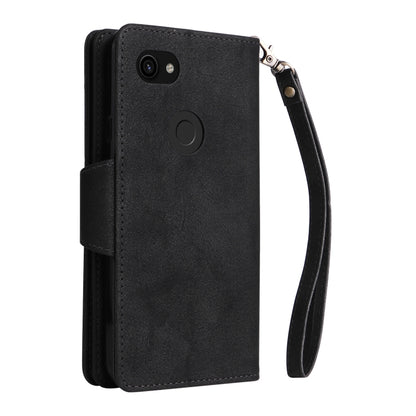 For Google Pixel 3A Rivet Buckle 9 Cards Three Fold Leather Phone Case(Black) - Google Cases by PMC Jewellery | Online Shopping South Africa | PMC Jewellery | Buy Now Pay Later Mobicred