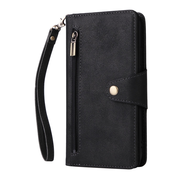 For Google Pixel 4 XL Rivet Buckle 9 Cards Three Fold Leather Phone Case(Black) - Google Cases by PMC TechLife | Online Shopping South Africa | PMC TechLife | Buy Now Pay Later Mobicred