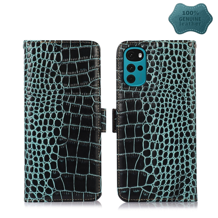 For Motorola Moto G22 Crocodile Top Layer Cowhide Leather Phone Case(Green) - Motorola Cases by PMC TechLife | Online Shopping South Africa | PMC TechLife | Buy Now Pay Later Mobicred