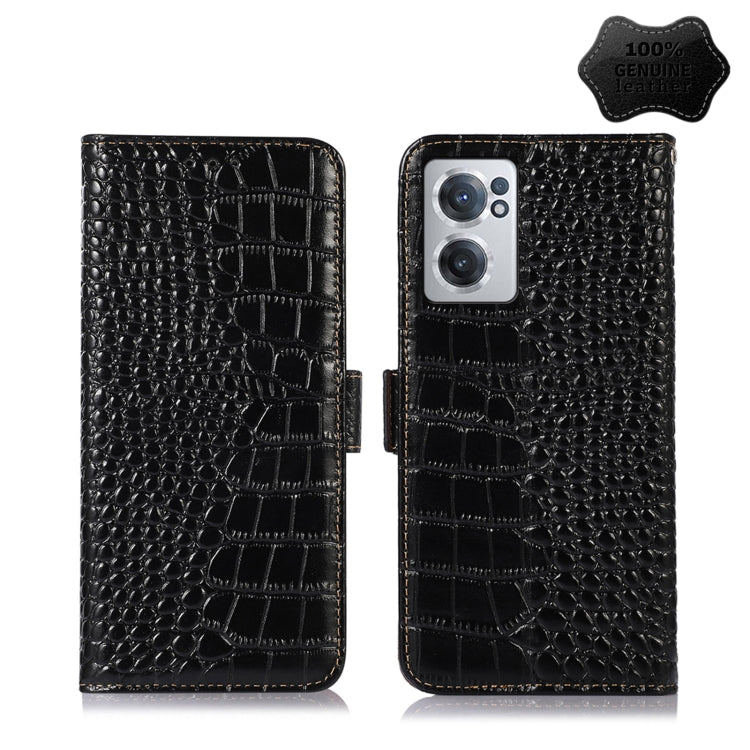 For OnePlus Nord CE 2 5G Crocodile Top Layer Cowhide Leather Phone Case(Black) - OnePlus Cases by PMC TechLife | Online Shopping South Africa | PMC TechLife | Buy Now Pay Later Mobicred