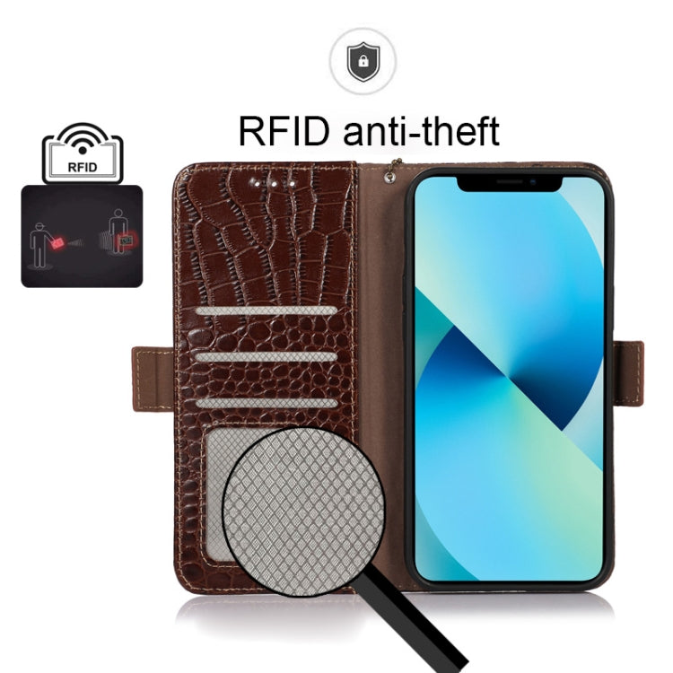 For Sony Xperia 10 IV Crocodile Top Layer Cowhide Leather Phone Case(Brown) - Sony Cases by PMC TechLife | Online Shopping South Africa | PMC TechLife | Buy Now Pay Later Mobicred