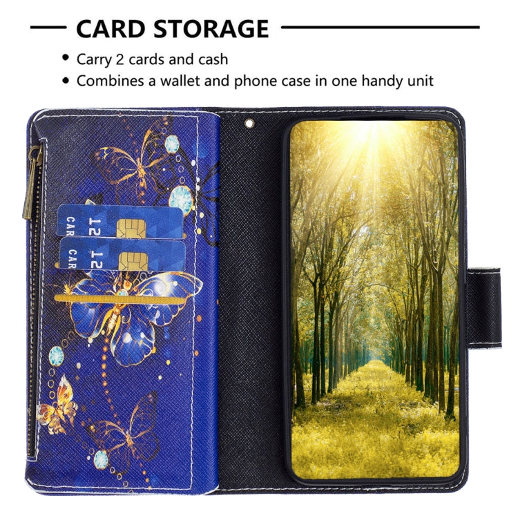 For OPPO Reno7 5G Global Colored Drawing Pattern Zipper Horizontal Flip Phone Leather Case(Purple Butterfly) - OPPO Cases by PMC Jewellery | Online Shopping South Africa | PMC Jewellery | Buy Now Pay Later Mobicred