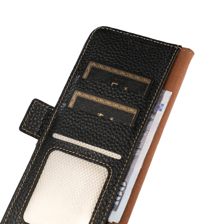 For Honor Magic 4 KHAZNEH Side-Magnetic Litchi Genuine Leather RFID Phone Case(Black) - Honor Cases by PMC TechLife | Online Shopping South Africa | PMC TechLife | Buy Now Pay Later Mobicred