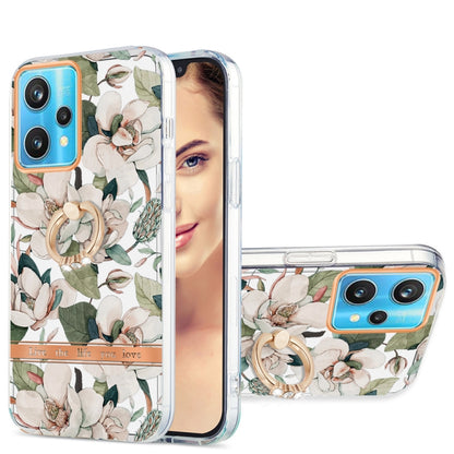 For OPPO Realme 9 Pro+ 5G Ring IMD Flowers TPU Phone Case(Green Gardenia) - Realme Cases by PMC Jewellery | Online Shopping South Africa | PMC Jewellery | Buy Now Pay Later Mobicred