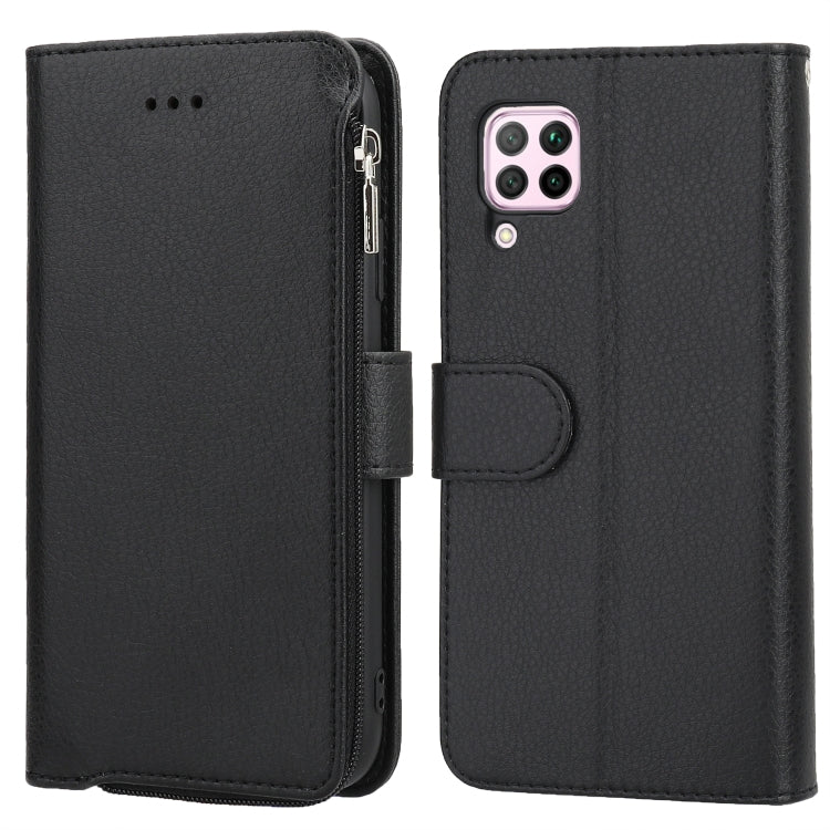 For Huawei P40 Lite / nova 6 SE Microfiber Zipper Horizontal Flip Leather Case(Black) - Huawei Cases by PMC TechLife | Online Shopping South Africa | PMC TechLife | Buy Now Pay Later Mobicred